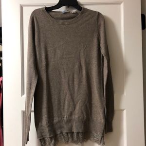 Awesome tan lace trimmed sweater